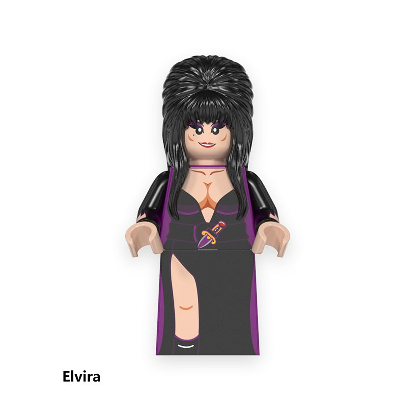 Elvira minifigure on a white background