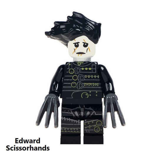 Edward Scissorhands minifigure on a white background